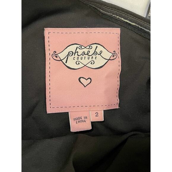 Phoebe Couture Womens Asymmetrical Black Long Gown Size 2 Formal Party Prom - Picture 12 of 16